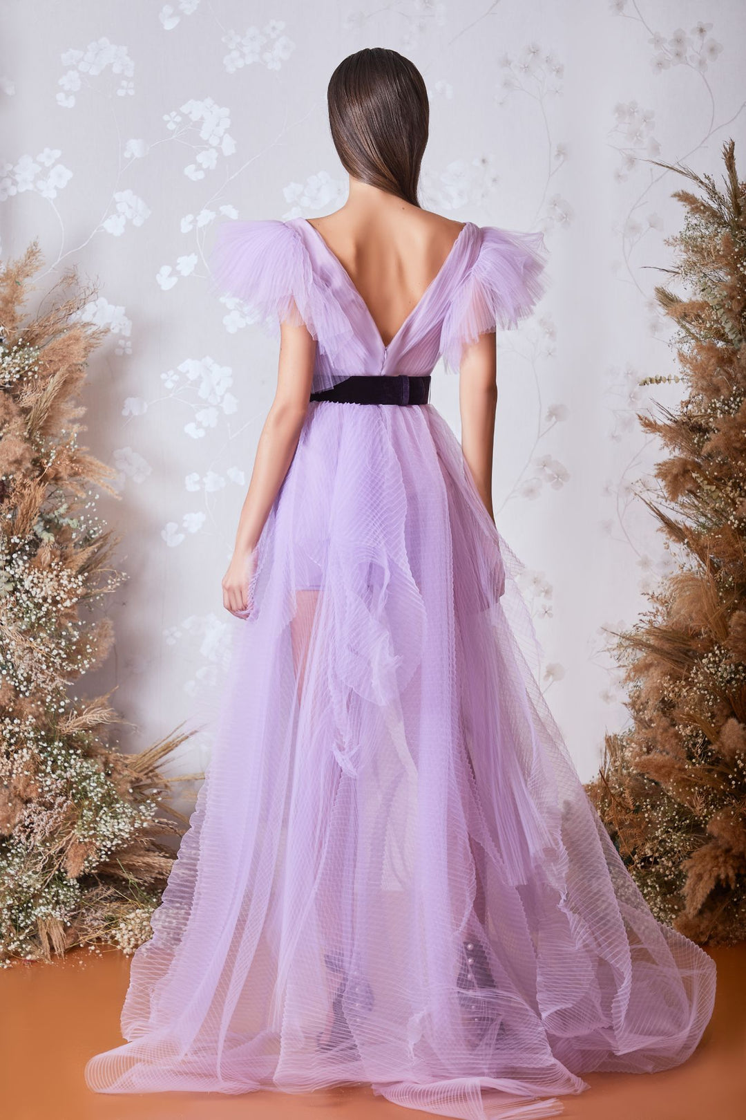 Tulle A-line Dress with Ruffles and Velvet Waist