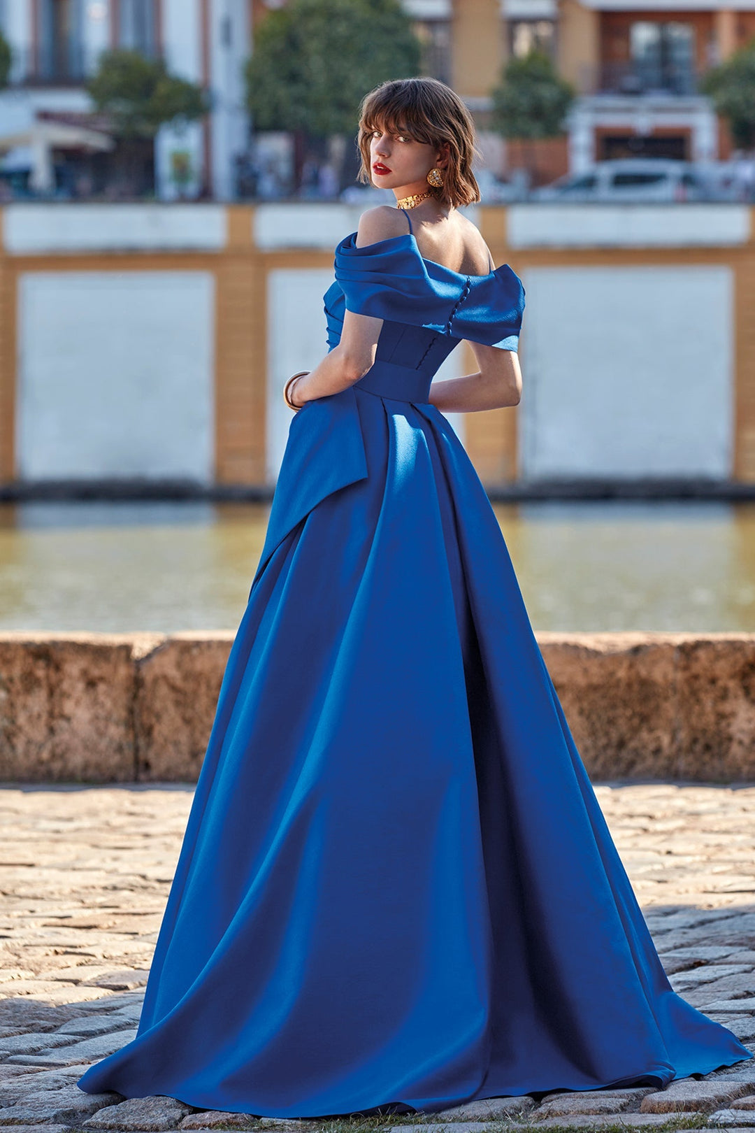 cold shoulder mermaid dress Mermaid Cold Shoulder Split Satin Gown