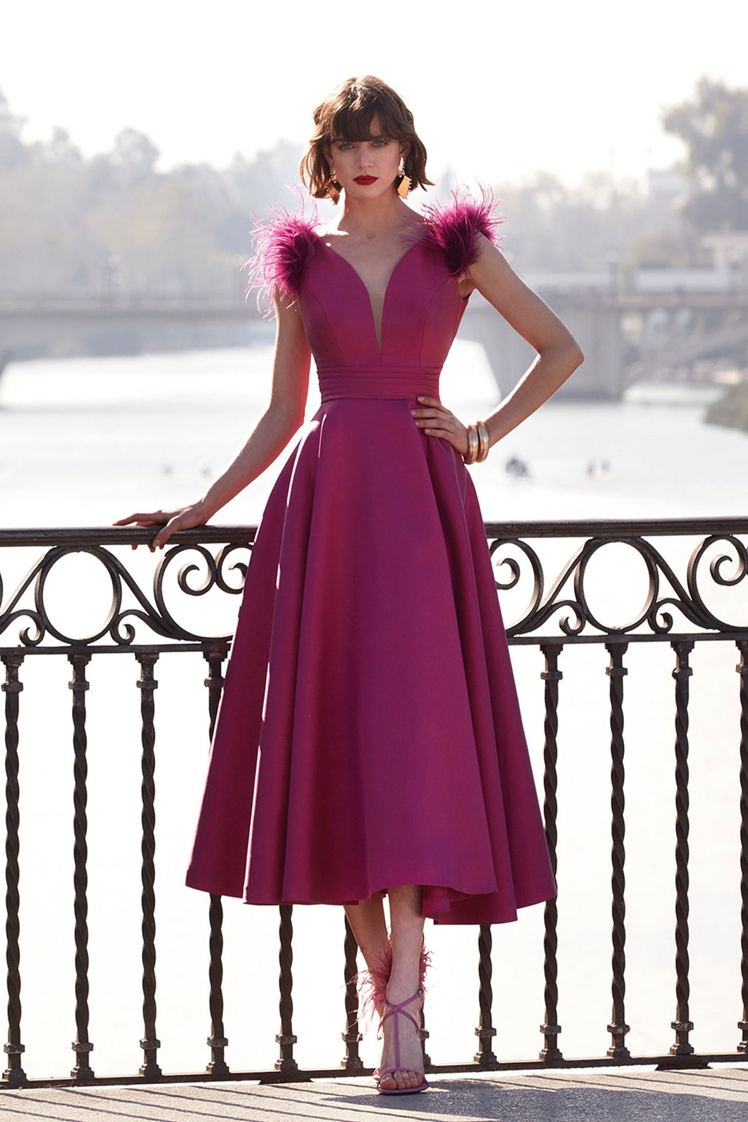 Mikado A-line Sleeveless Midi Dress Purple / FR 54 Mikado A-line Sleeveless Midi Dress Purple / FR 54