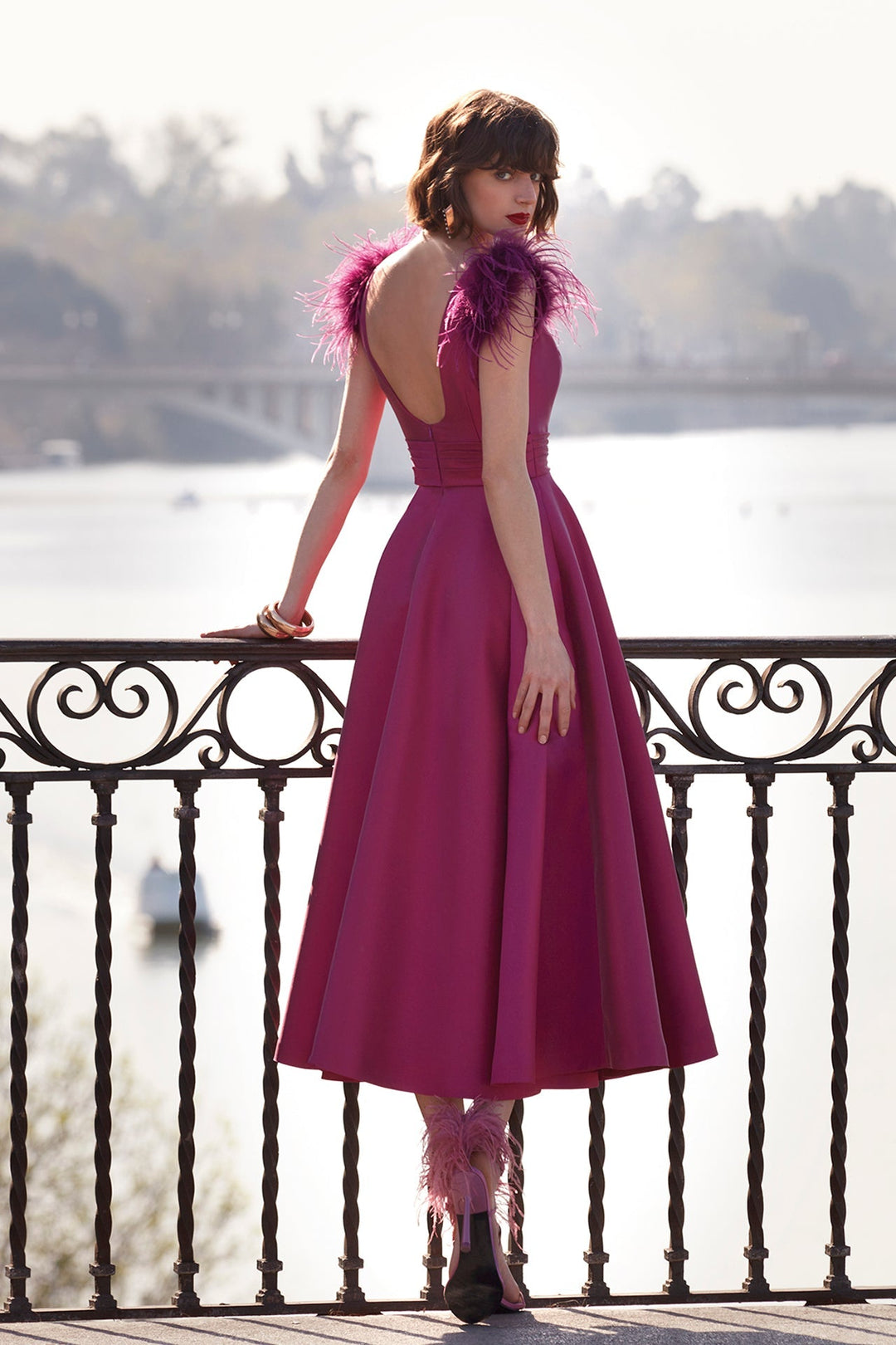 Mikado A-line Sleeveless Midi Dress Purple / FR 54 Mikado A-line Sleeveless Midi Dress Purple / FR 54
