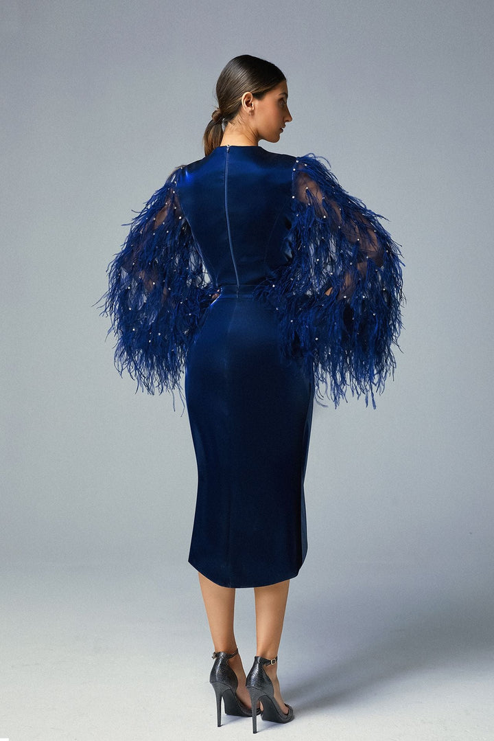 Cadi Top with Feathered Sleeves and Fitted Skirt