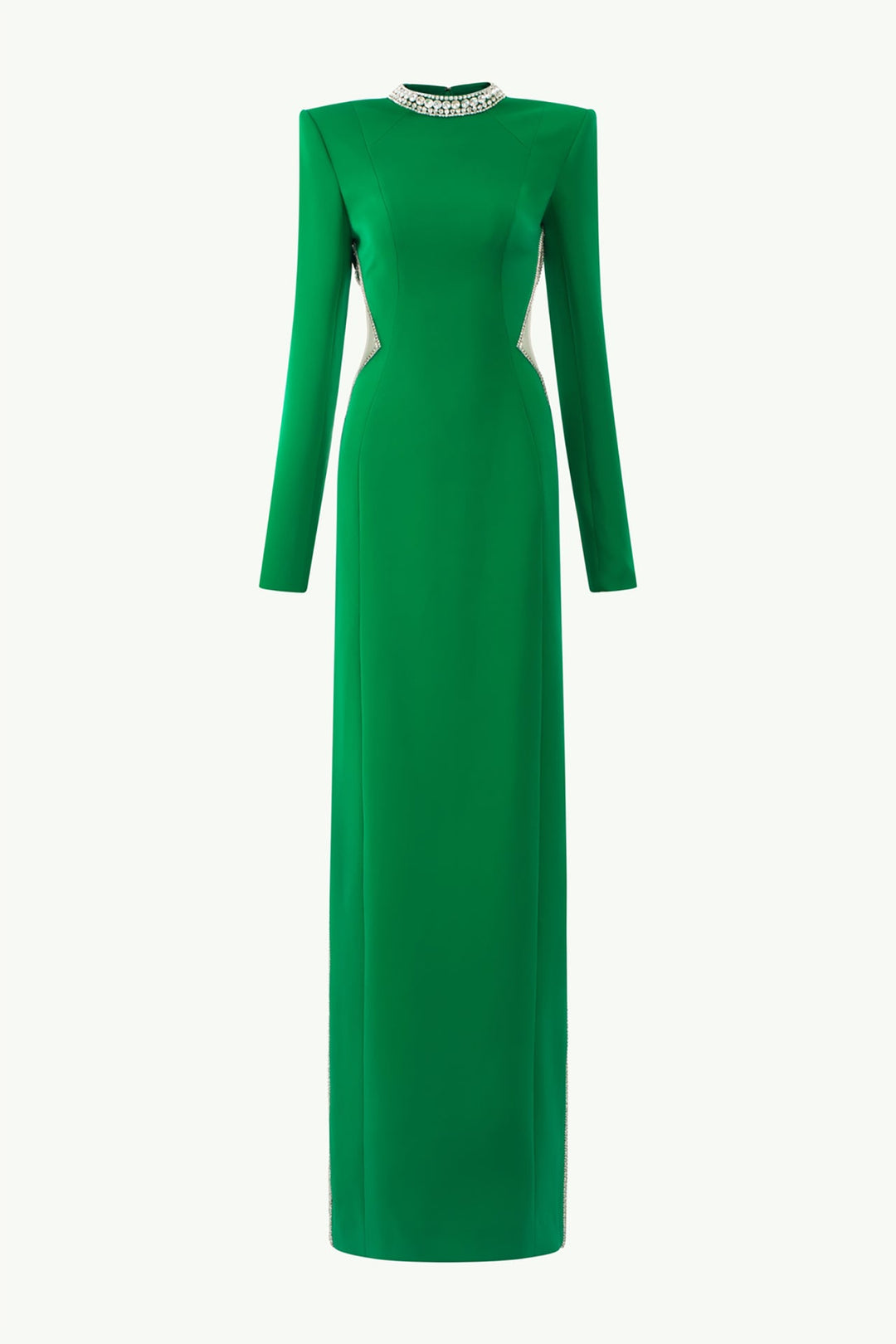 Velvet Satin Long-Sleeved Column Dress Green / FR 48 Velvet Satin Long-Sleeved Column Dress Green / FR 48