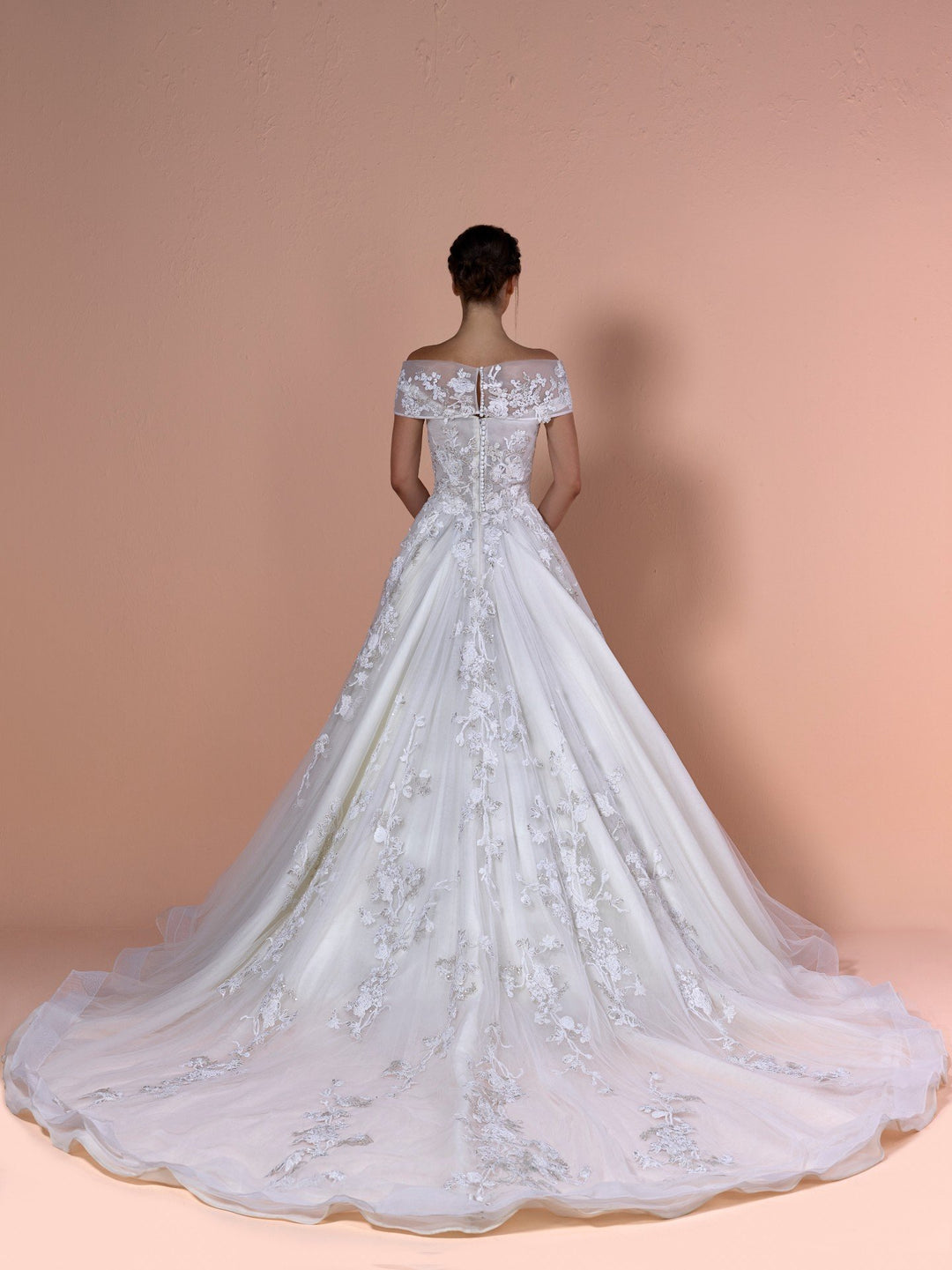 Tulle Embroidered Off-The-Shoulder Princess Dress