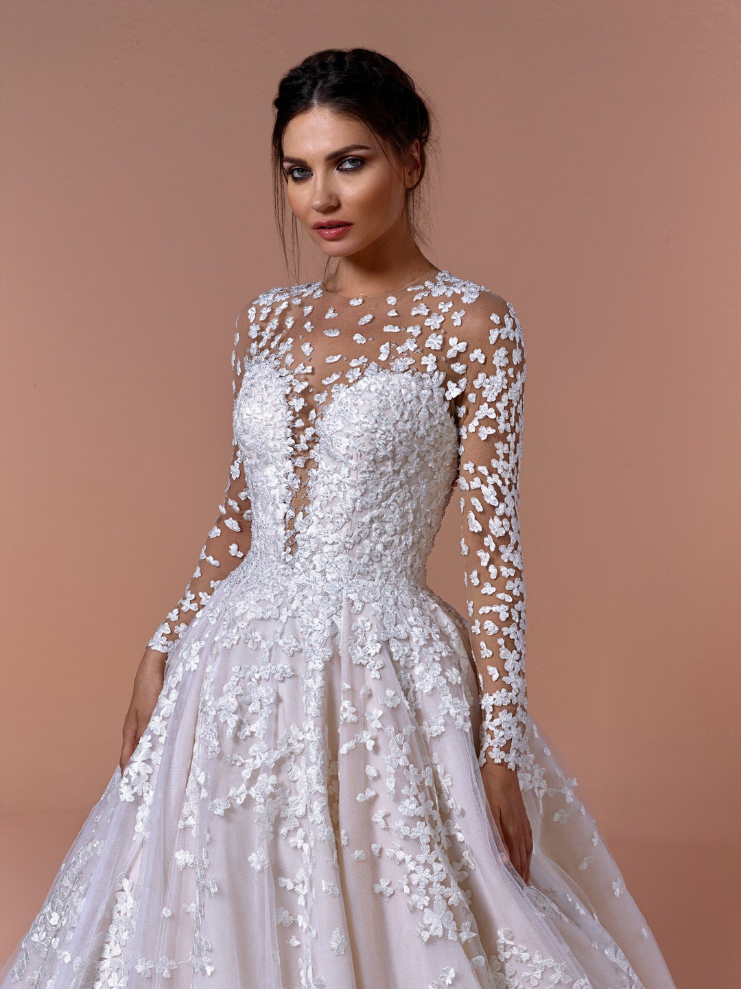 Tulle Long-Sleeved Embroidered Princess Dress