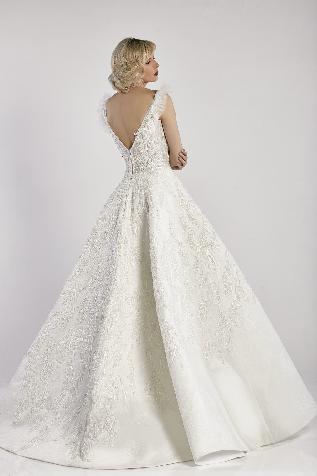 Sleeveless Princess Dress with Tulle Ruffles and Embroidery