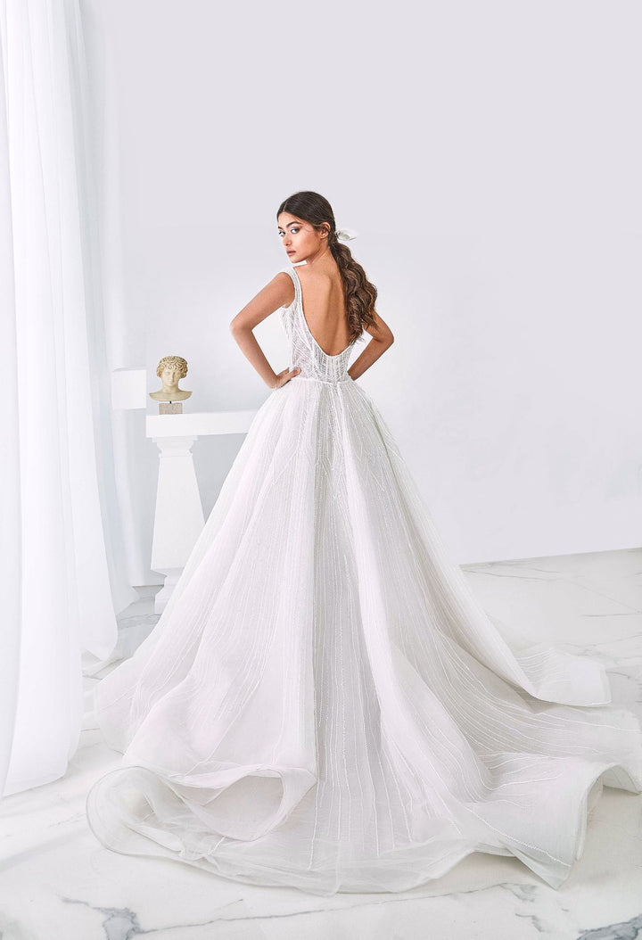 Beaded Off-The-Shoulder Princess Dress