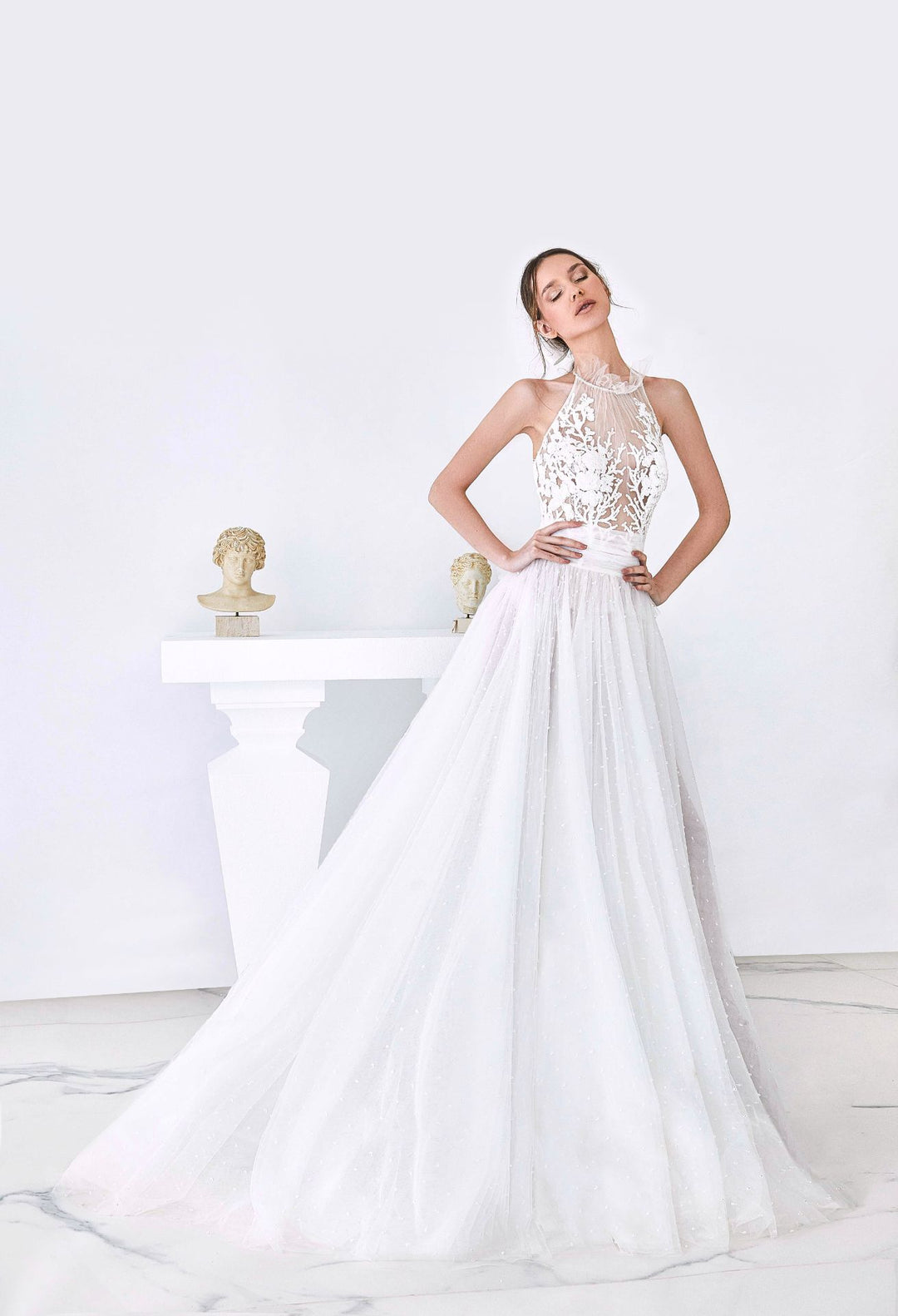 Tulle A-line Halter Neck Dress with Jacket M.R DESIGN Tulle A-line Halter Neck Dress with Jacket M.R DESIGN