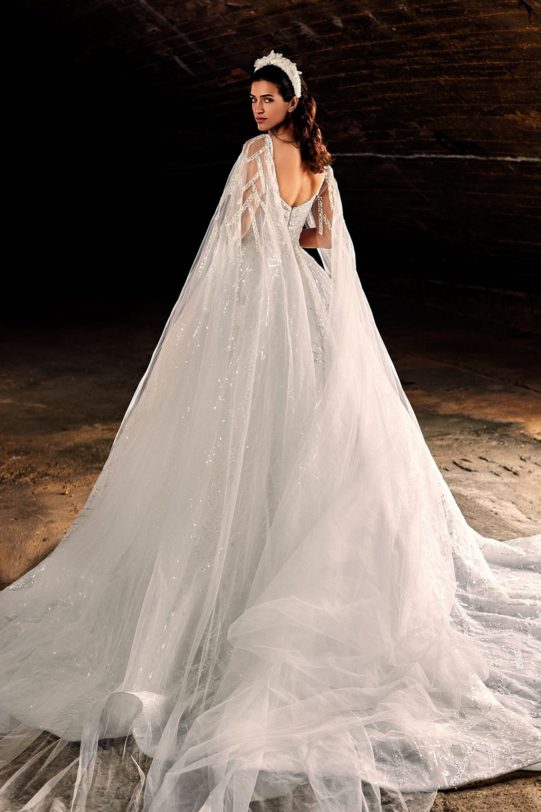 Lace Winter Wedding Dresses With Capes Tulle Embroidered Princess Dress With Cape Sleeves DESIGN Lace Winter Wedding Dresses With Capes Tulle Embroidered Princess Dress With Cape Sleeves DESIGN