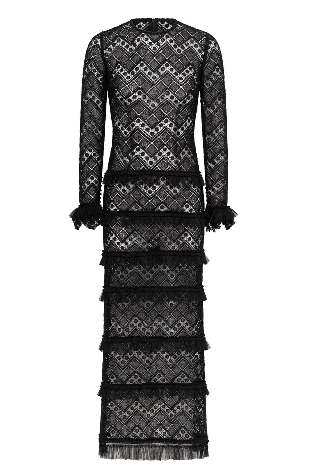 Long-Sleeved Lace Midi Dress