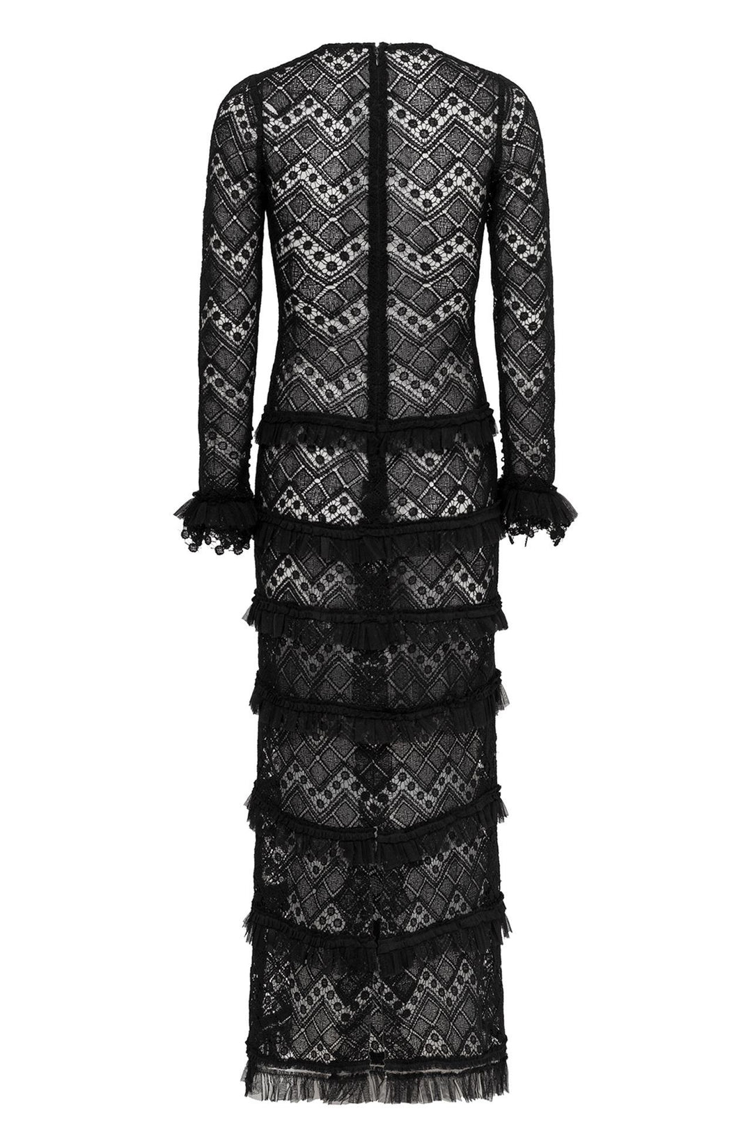 Long-Sleeved Lace Midi Dress