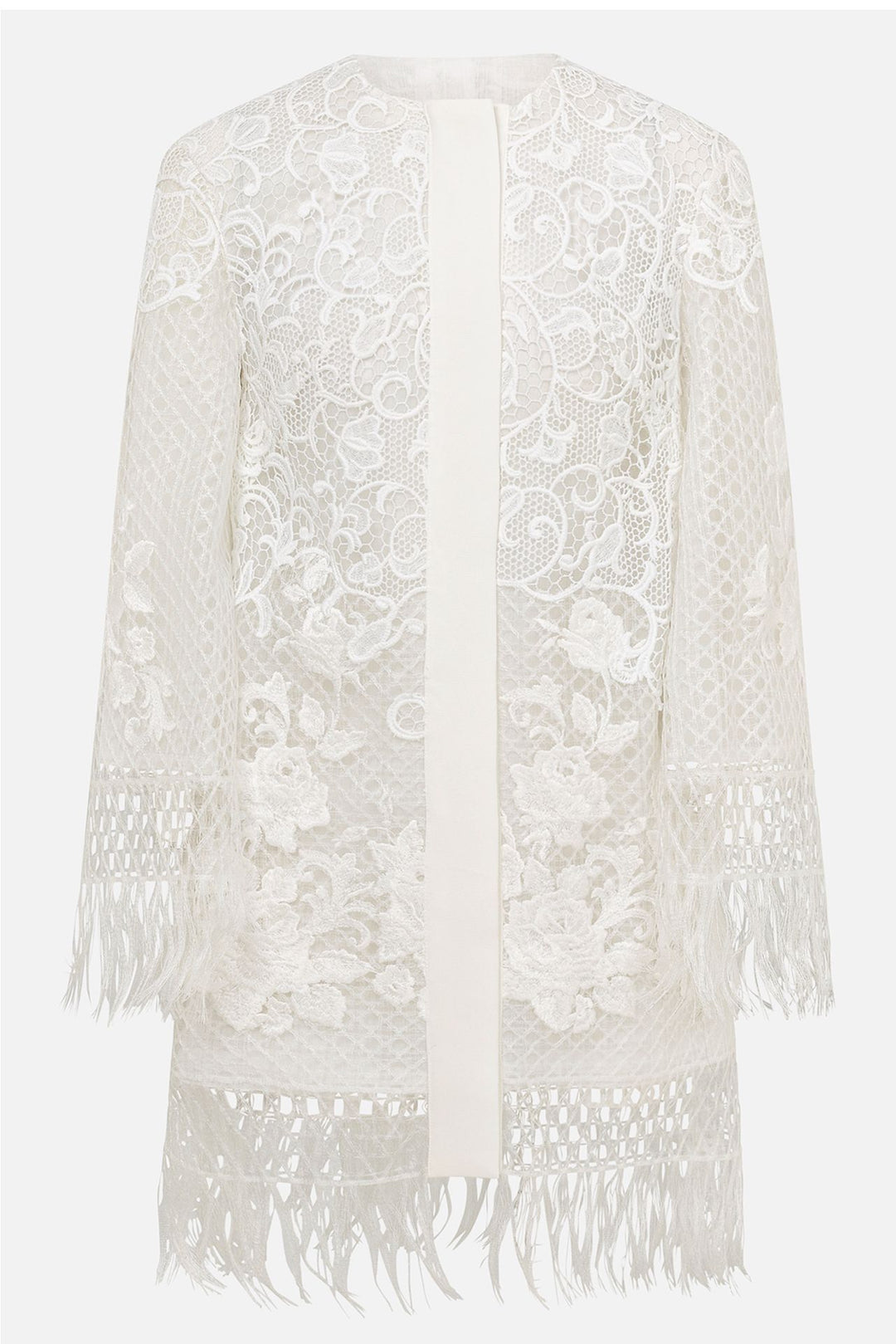 Shirt, Lace Embroidered Jacket, and Pleated Pants