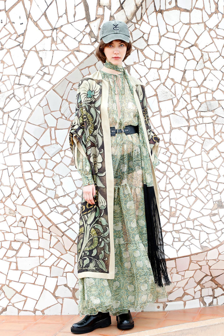 Printed Shirt Dress with Kaftan