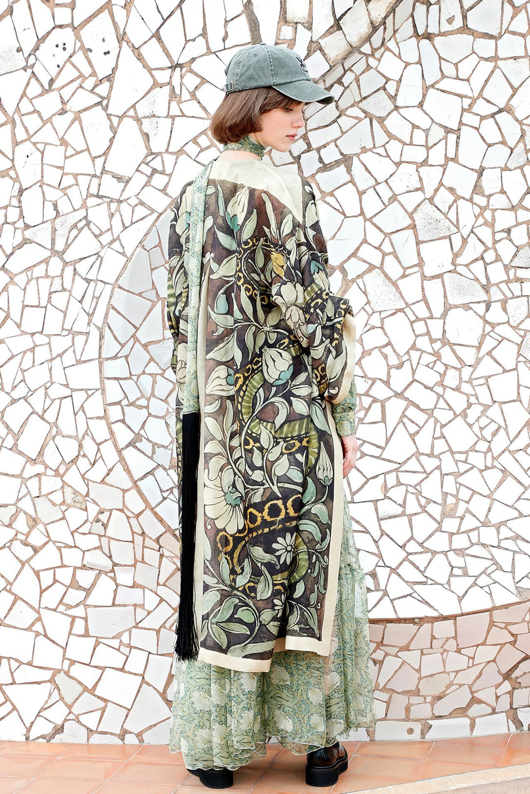 Printed Shirt Dress with Kaftan