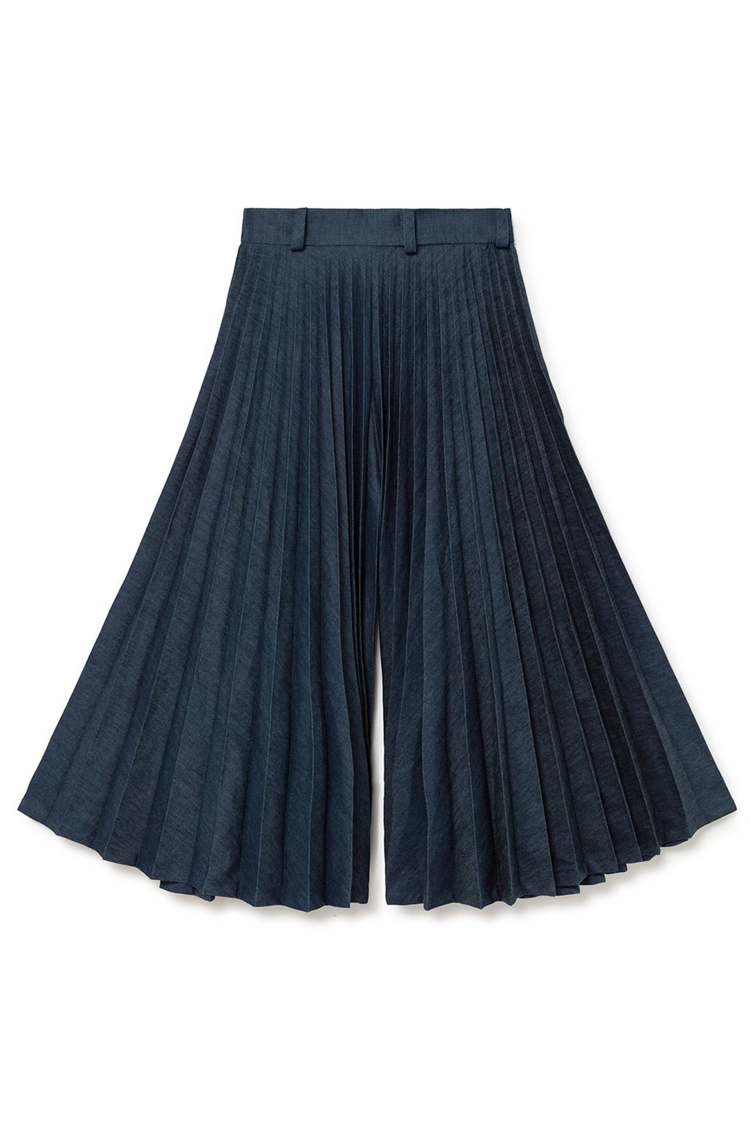 Jeans Coat and Pleated Midi Skirt