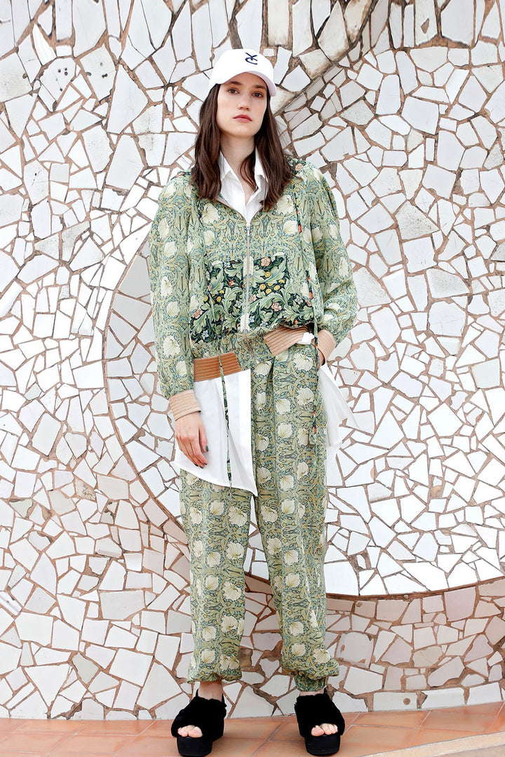 Shirt, Printed Jacket, and Printed Trousers