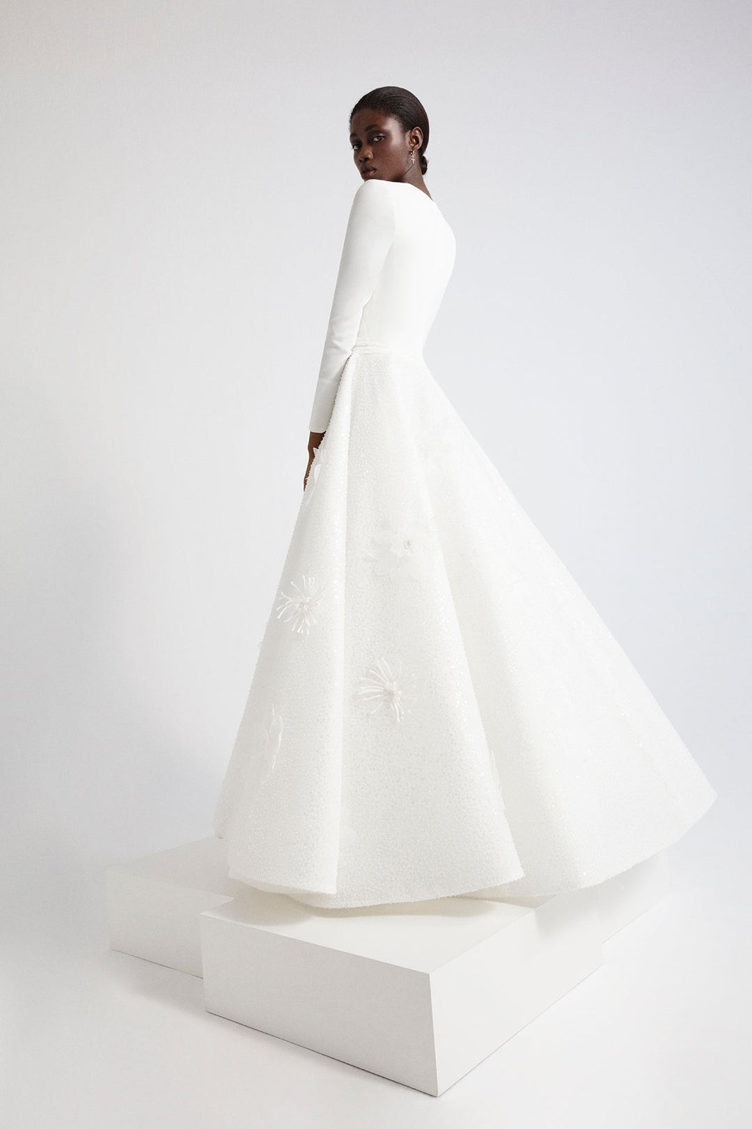 Mikado Long-Sleeved Princess Wedding Dress