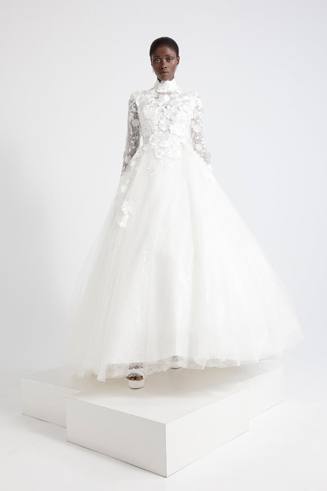 Tulle and Lace Princess Dress with Floral Appliques