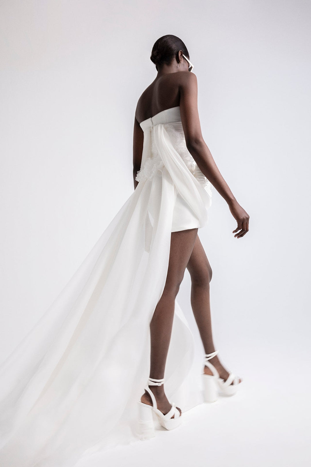 Mikado Strapless Draped Mini Dress