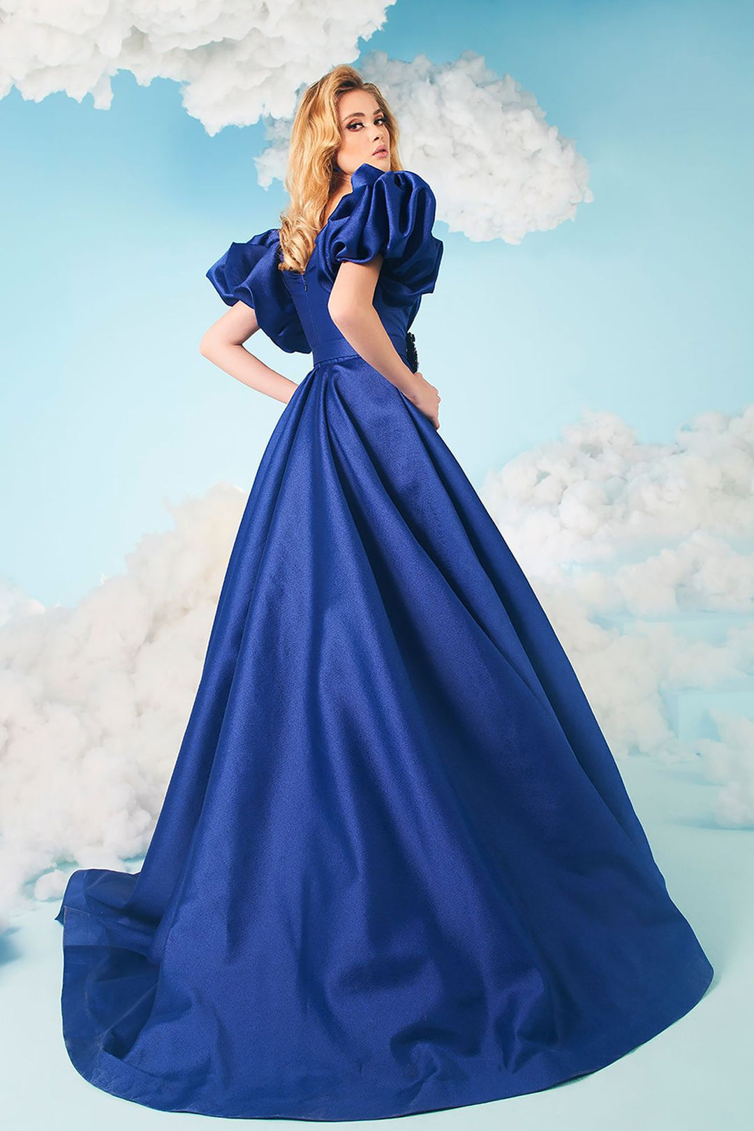 A-Line Dress with Cape Puff Sleeves