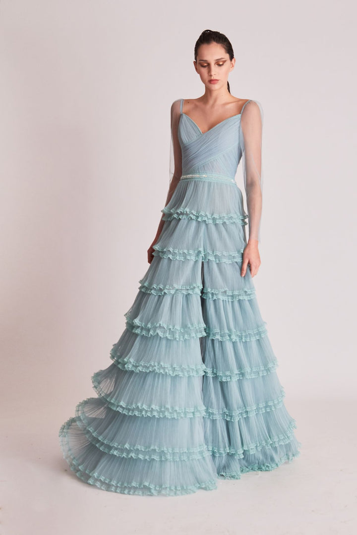 Tulle Ruffled A-line Dress